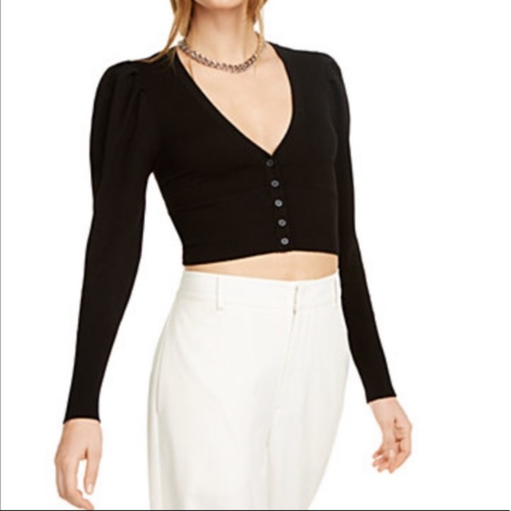 Danielle Bernstein puff sleeve cropped cardigan XS